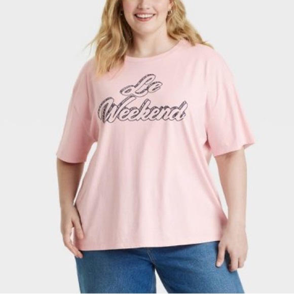 Universal Thread Le Weekend Short Sleeve Graphic T-Shirt - Size XXL - Pink - NWT - Picture 1 of 9
